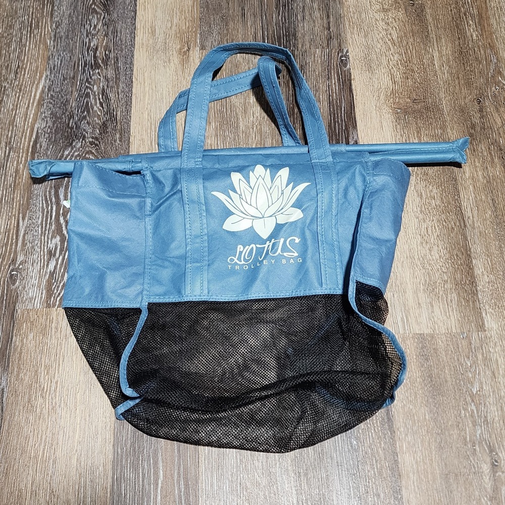 Lotus‎ Reusable Trolley Shopping Bag Canvas Mesh Blue